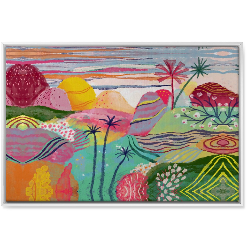 Abstract Dreamy Hills - Vibrant Wall Art, White, Single piece, Canvas, 24x36, Multicolor