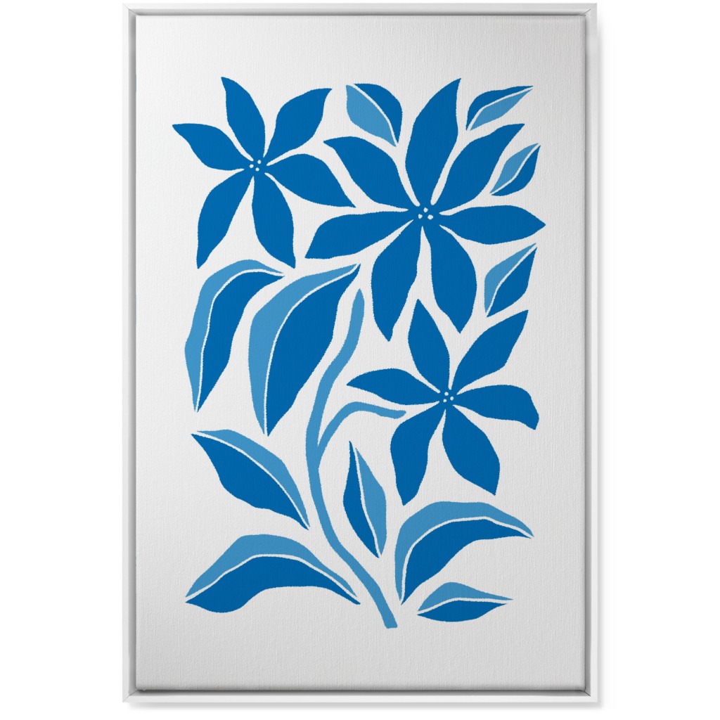 Minimalist Block Botanical Floral - Blue Wall Art, White, Single piece, Canvas, 24x36, Blue, True Blue