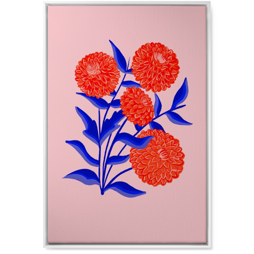 Red Marigolds - Vibrant Wall Art, White, Single piece, Canvas, 24x36, Multicolor
