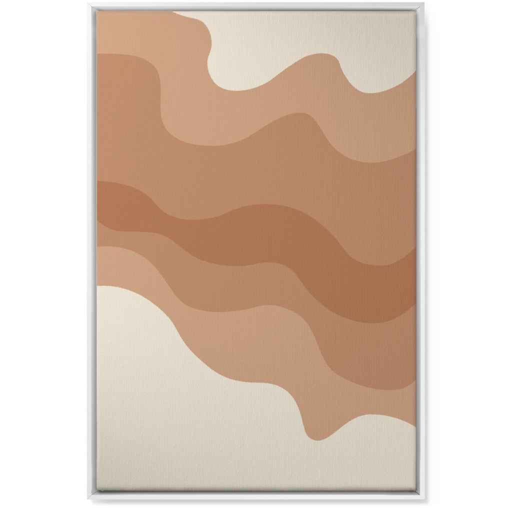 Retro Abstract Waves Wall Art, White, Single piece, Canvas, 24x36, Orange, Desert Rose