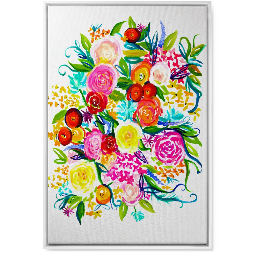 Summer Floral Acrylic Floral - Neon Wall Art, White, Single piece, Canvas, 24x36, Multicolor