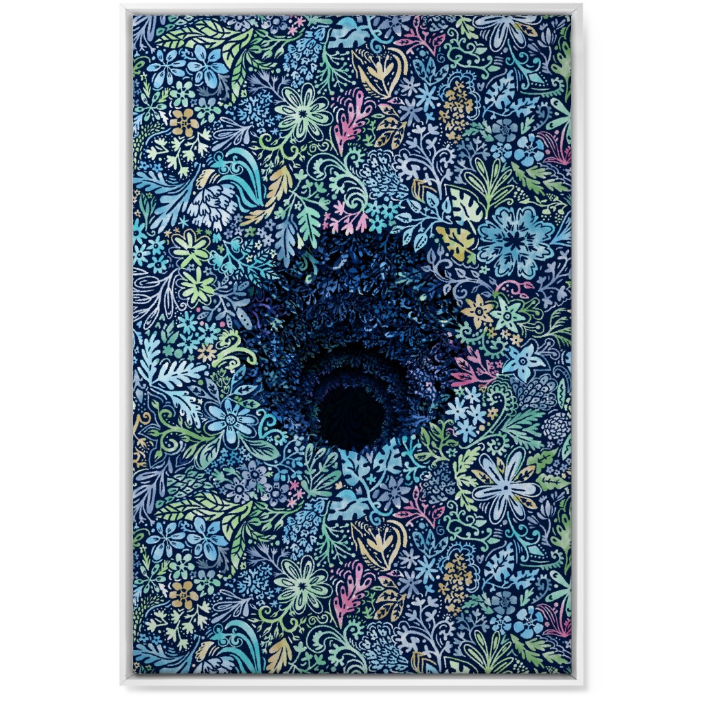 Deep Down Colorful Floral Abstract Wall Art, White, Single piece, Canvas, 24x36, Blue, Oasis