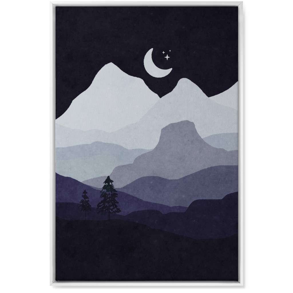 Mountain View Wall Art, White, Single piece, Canvas, 24x36, Purple, Charcoal