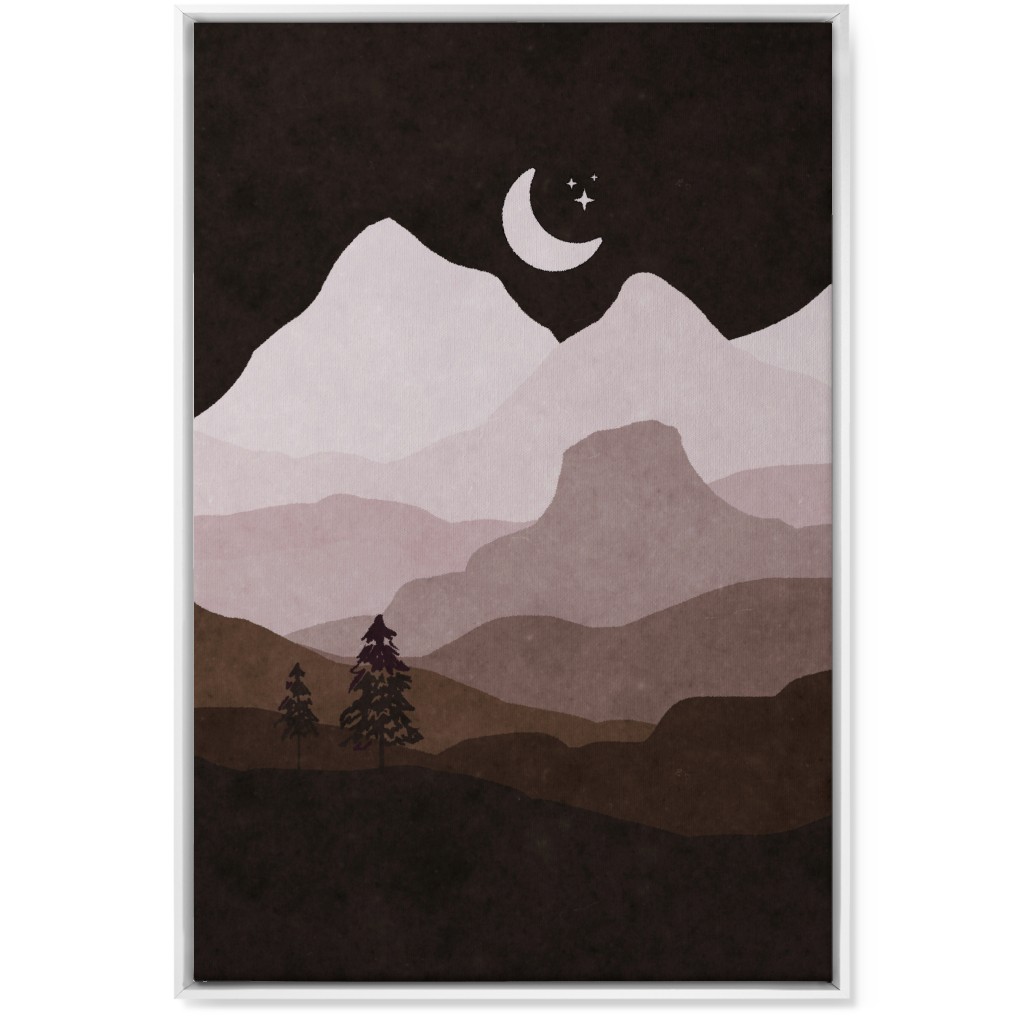 Mountain View Wall Art, White, Single piece, Canvas, 24x36, Brown, Coffee