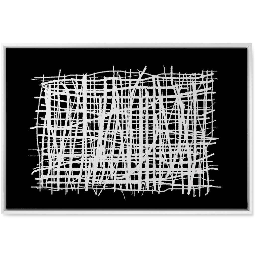 Woven Abstraction - White on Black Wall Art, White, Single piece, Canvas, 24x36, Black