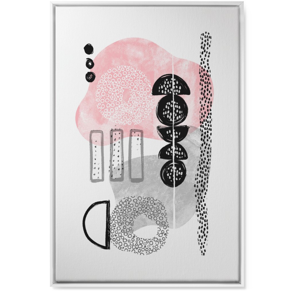 Feminene Abstract - Gray and Pink Wall Art, White, Single piece, Canvas, 24x36, Pink