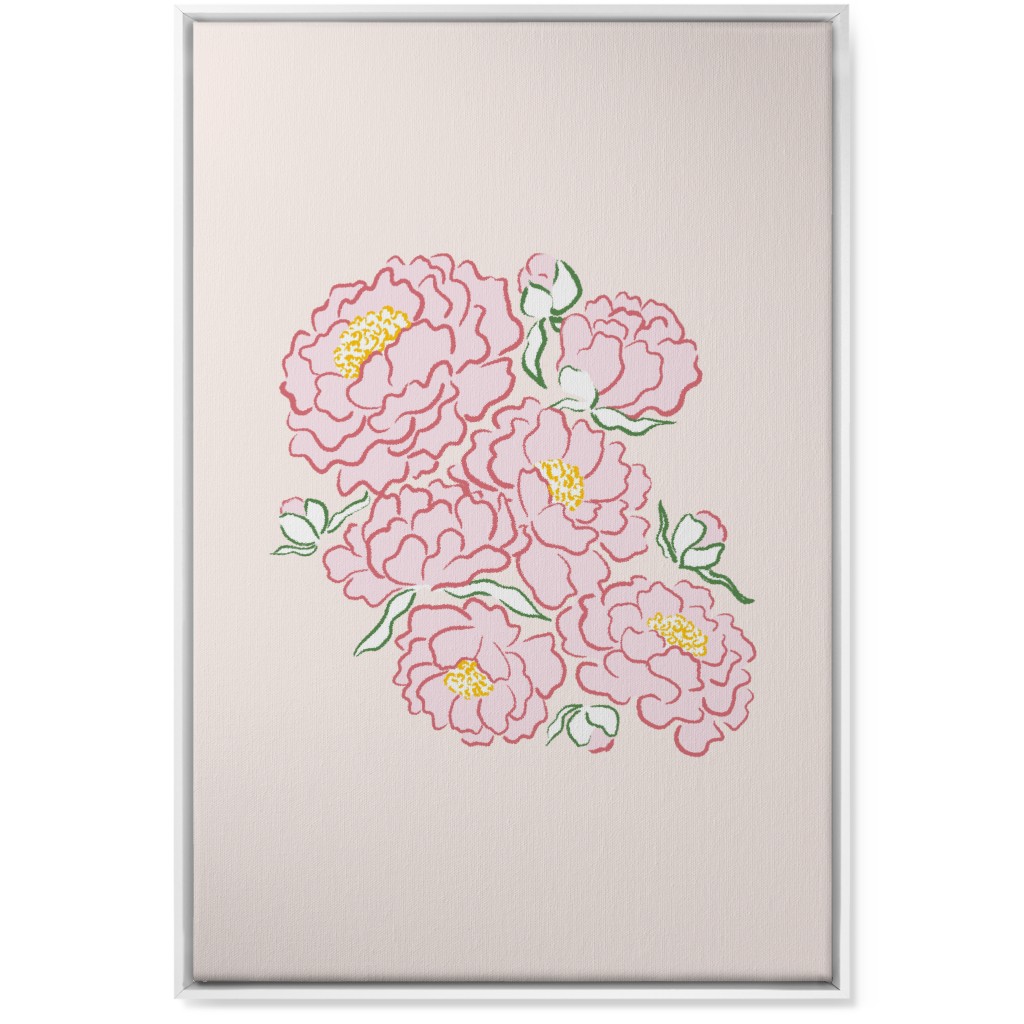 Peonies Wall Art, White, Single piece, Canvas, 24x36, Pink