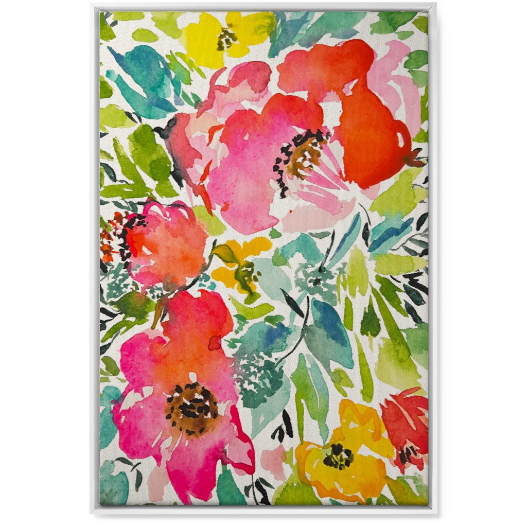 Bright Summer Florals - Multi Wall Art, White, Single piece, Canvas, 24x36, Multicolor
