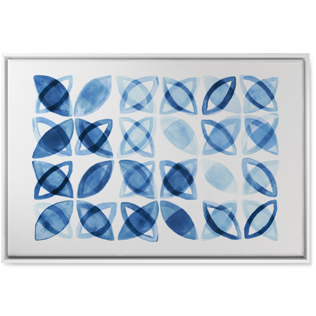 Washed Watercolor Shapes Wall Art, White, Single piece, Canvas, 24x36, Blue