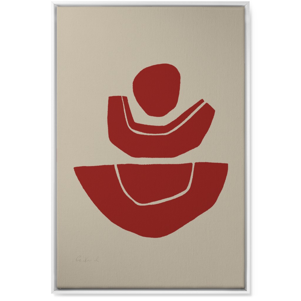 Geometric Abstract Stack Ii Wall Art, White, Single piece, Canvas, 24x36, Red, Cinnamon