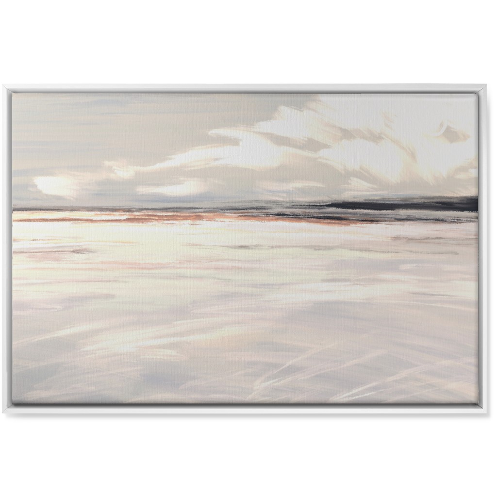 Ocean Sunset Seascape - Neutral Wall Art, White, Single piece, Canvas, 24x36, Blue