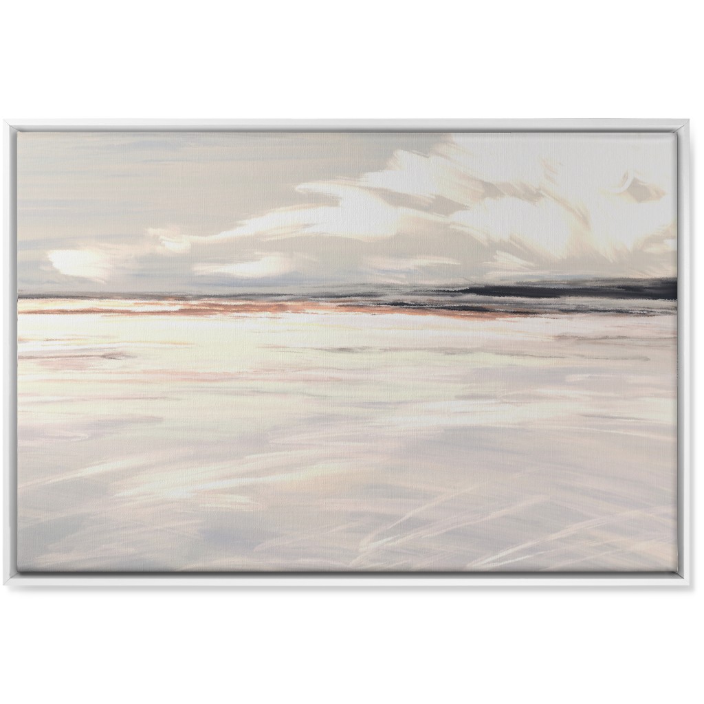 Ocean Sunset Seascape - Neutral Wall Art, White, Single piece, Canvas, 24x36, Blue, True Blue