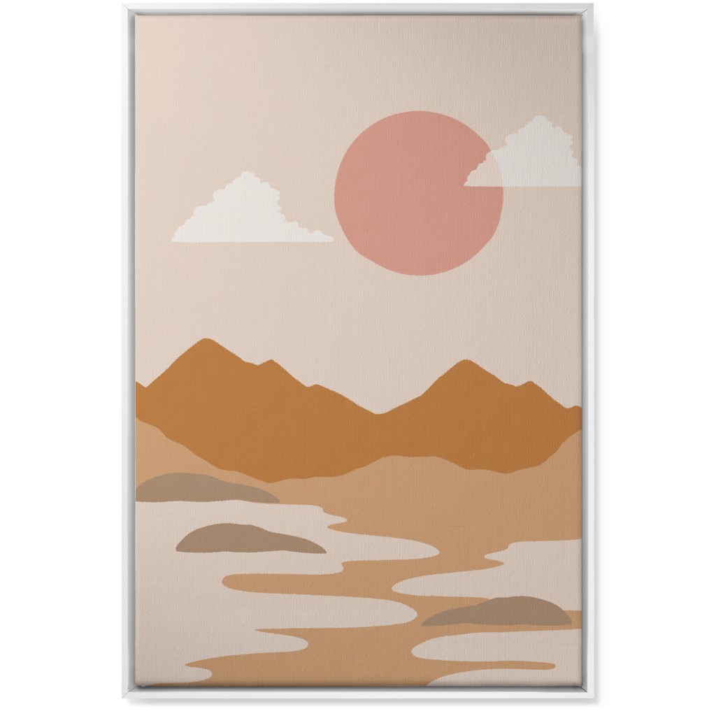 Abstract Mountain Landscape - Neutral Wall Art, White, Single piece, Canvas, 24x36, Orange, Orange