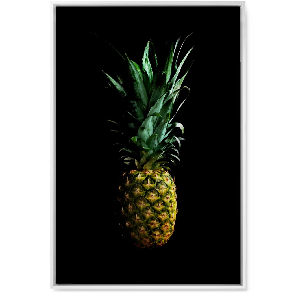 Pineapple - Yellow on Black Wall Art, White, Single piece, Canvas, 24x36, Black, Black