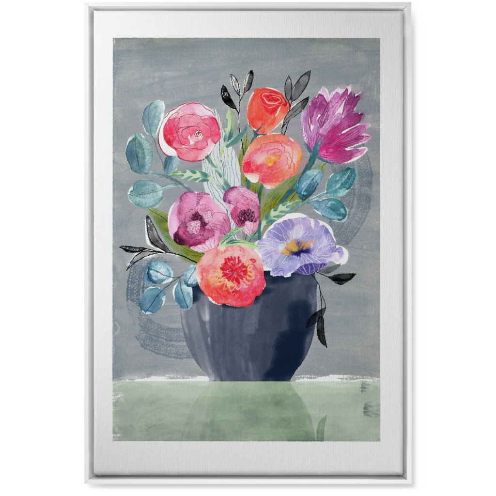 Floral Still Life - Multi Wall Art, White, Single piece, Canvas, 24x36, Multicolor