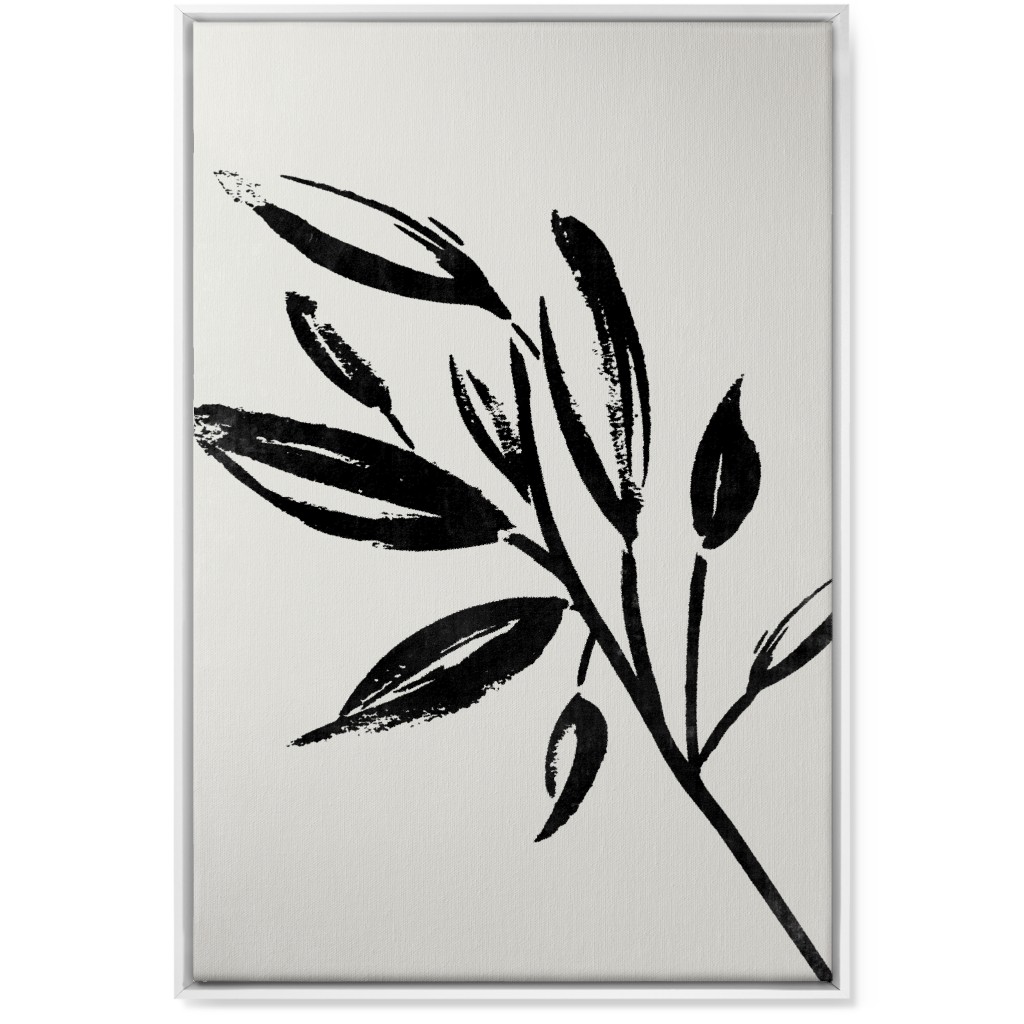 Zen Brush - Black and Beige Wall Art, White, Single piece, Canvas, 24x36, Gray