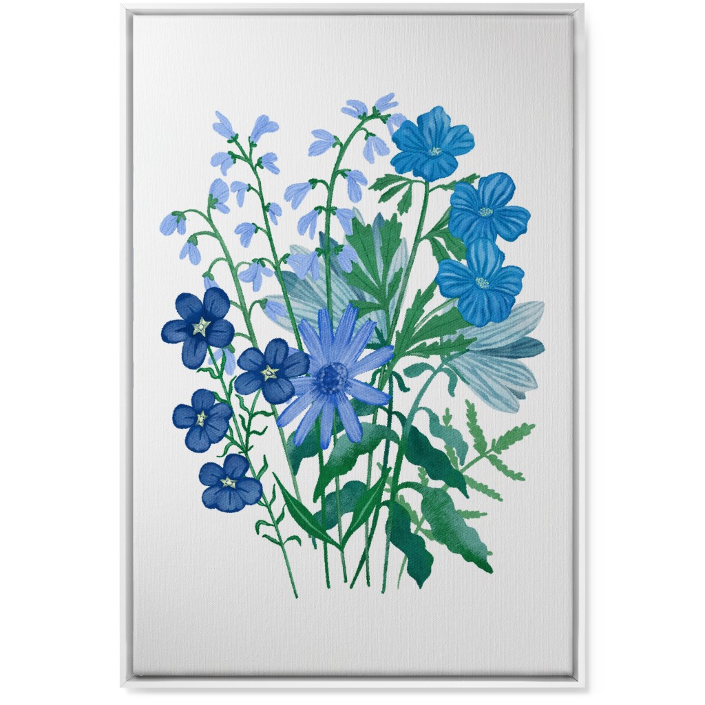 Bouquet of Flowers - Blue Wall Art, White, Single piece, Canvas, 24x36, Blue, True Blue