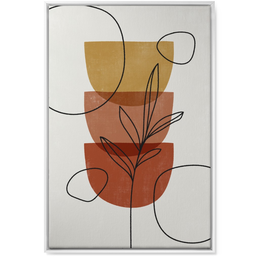 Abstract Leaf Stack - Terracotta and Ivory Wall Art, White, Single piece, Canvas, 24x36, Brown, Brown