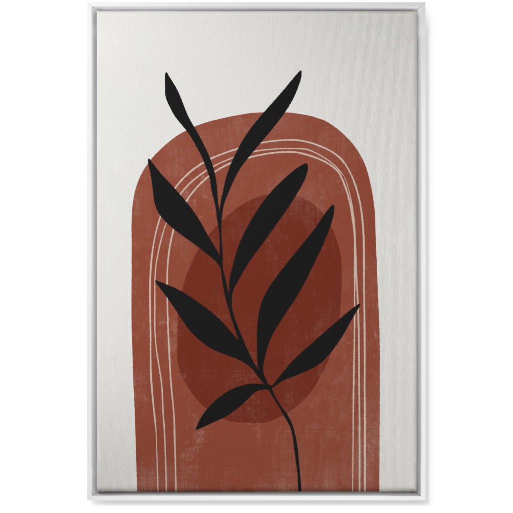 Abstract Leaf Sunrise - Terracotta and Ivory Wall Art, White, Single piece, Canvas, 24x36, Brown, Brown