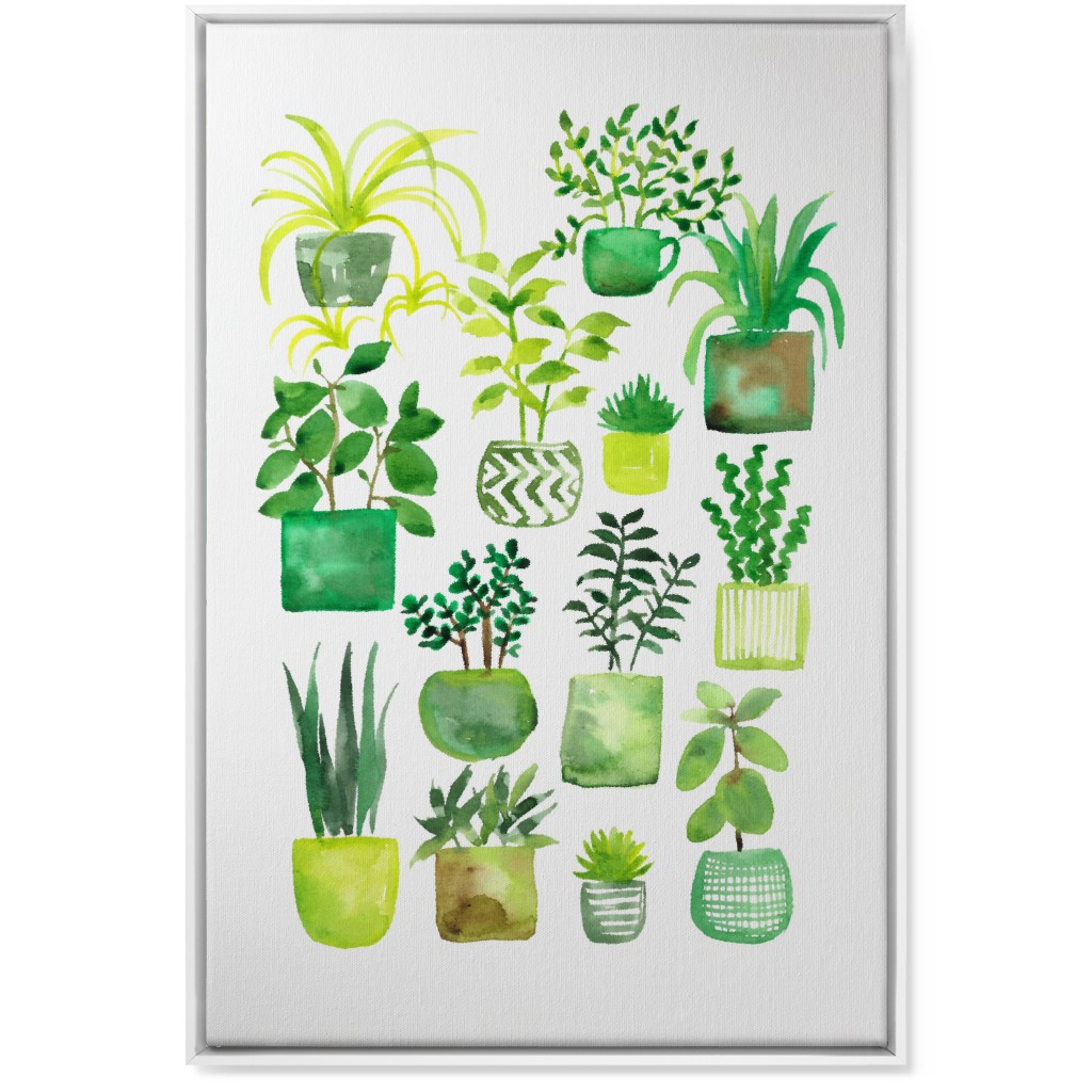 House Plants - Green Wall Art, White, Single piece, Canvas, 24x36, Green, Classic Green