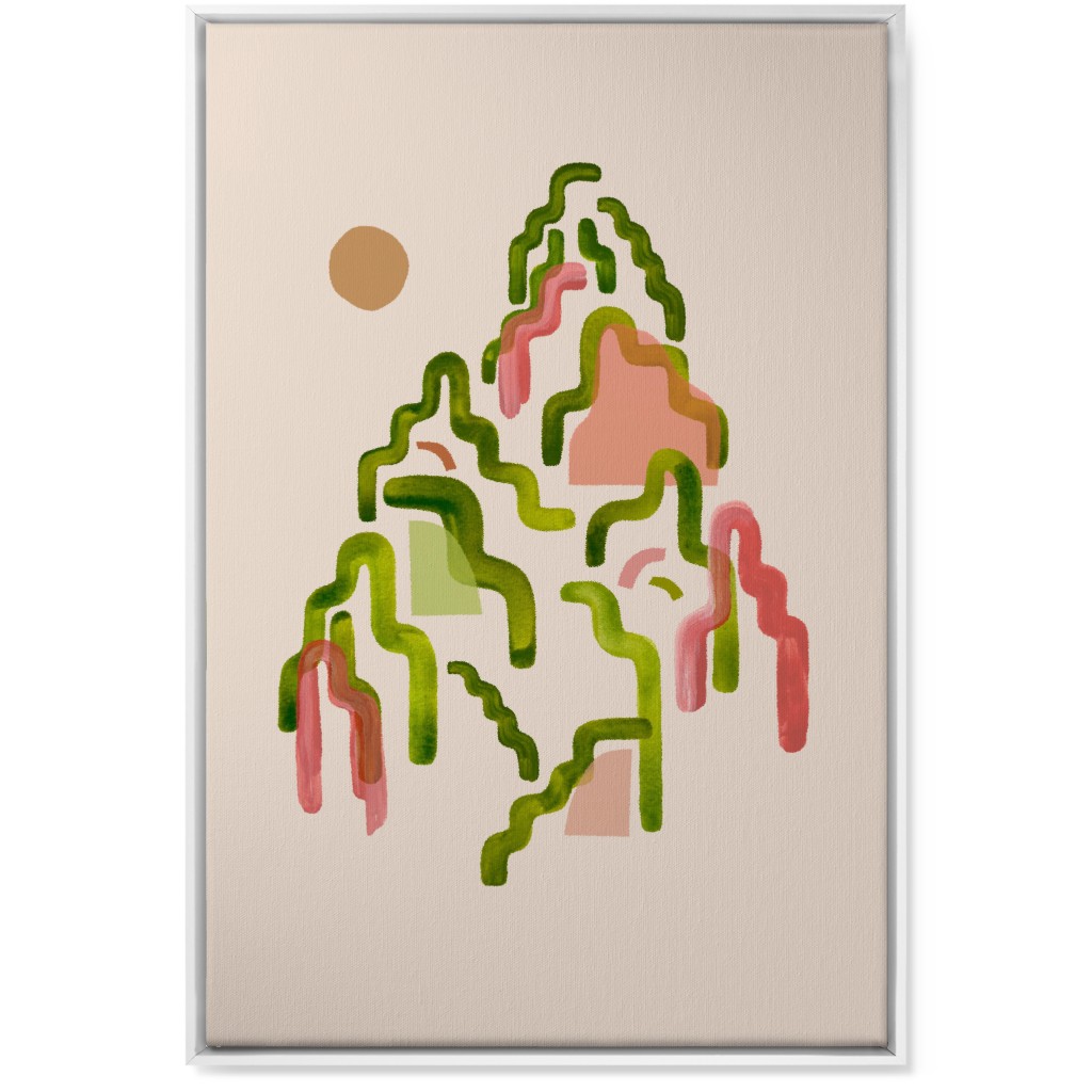 Forest Watercolor - Green and Pink Wall Art, White, Single piece, Canvas, 24x36, Multicolor