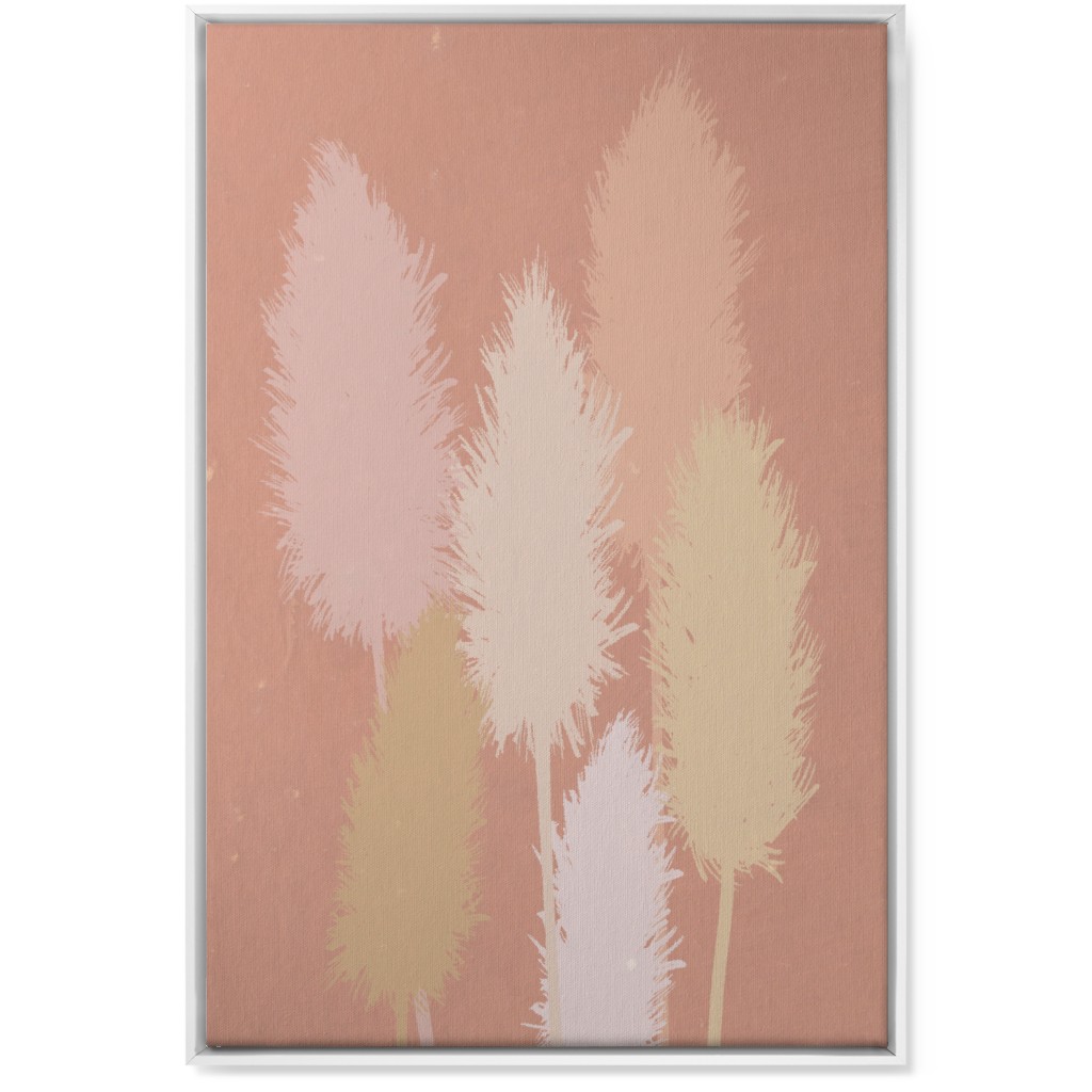 Pampas Grass - Pink Wall Art, White, Single piece, Canvas, 24x36, Pink, Bright Pink