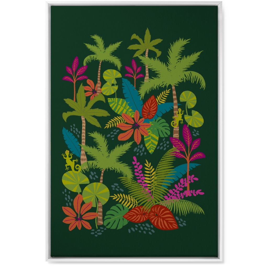 Night in the Tropics - Green Wall Art, White, Single piece, Canvas, 24x36, Green, Classic Green