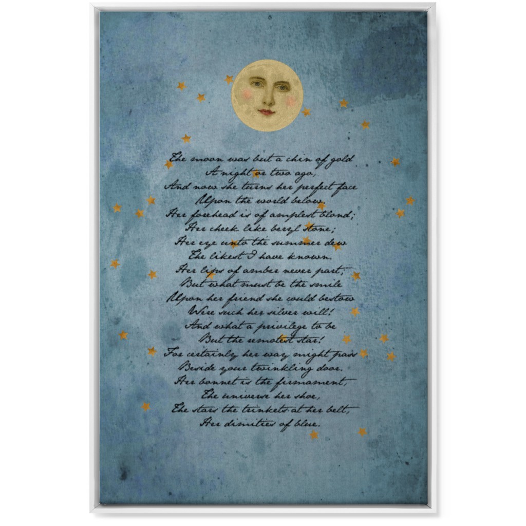 the Moon - Blue Wall Art, White, Single piece, Canvas, 24x36, Blue, True Blue