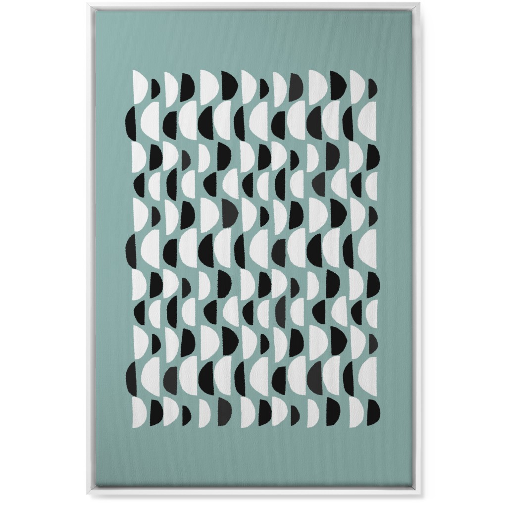 Abstract Scandi Half Moons - Green Wall Art, White, Single piece, Canvas, 24x36, Green, Classic Green