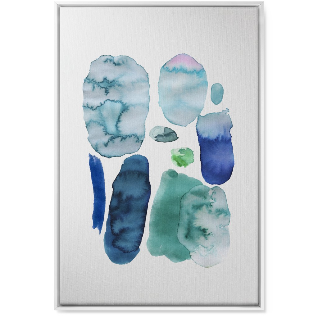 Watercolor Abstract Scandi - Blue and Green Wall Art, White, Single piece, Canvas, 24x36, Blue