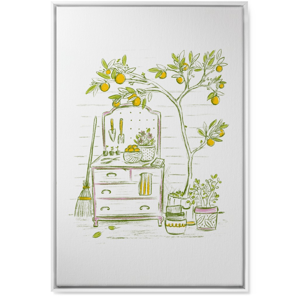 Lemon Tree - Yellow on White Wall Art, White, Single piece, Canvas, 24x36, Yellow
