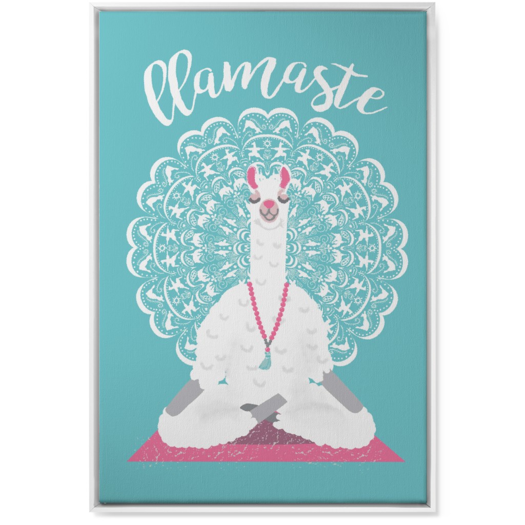 Llamaste - Green Wall Art, White, Single piece, Canvas, 24x36, Blue, True Blue