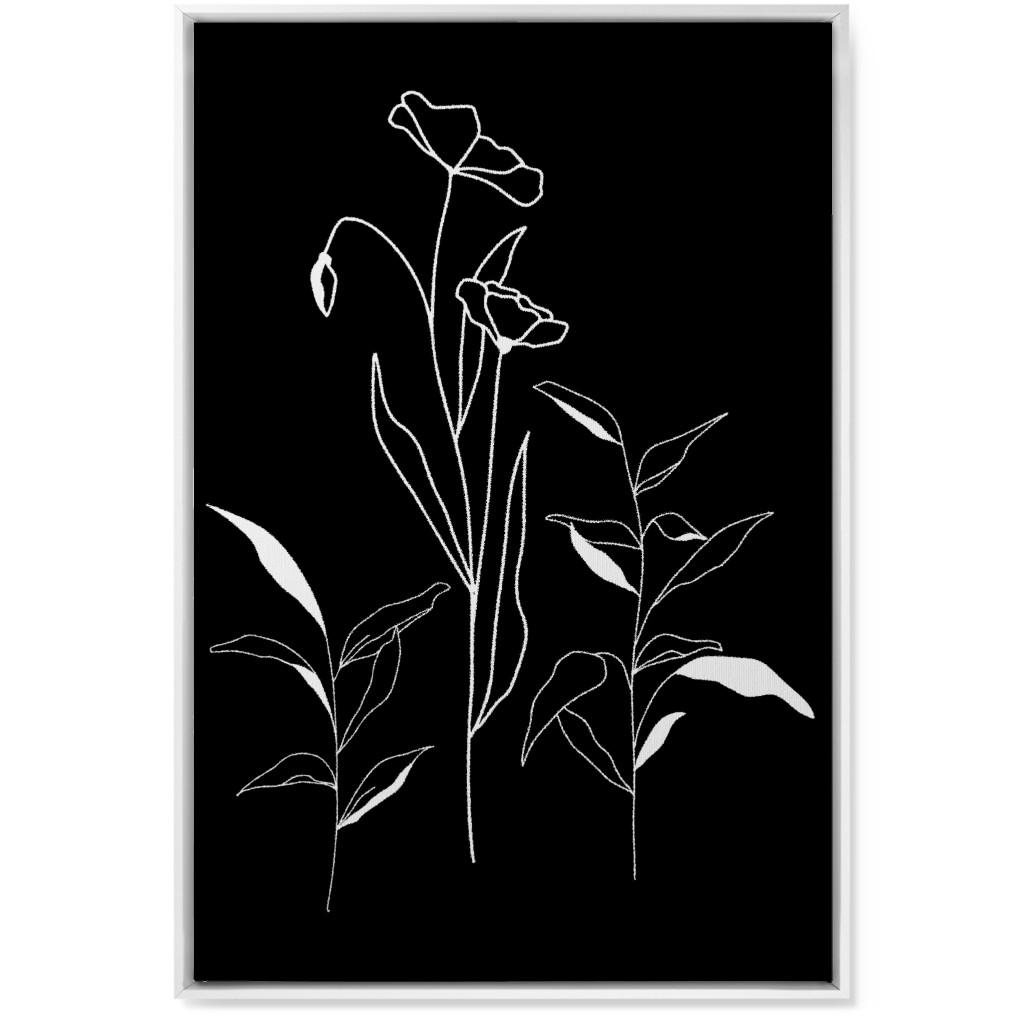 Meadow Botanical - Black and White Wall Art, White, Single piece, Canvas, 24x36, Black, Black