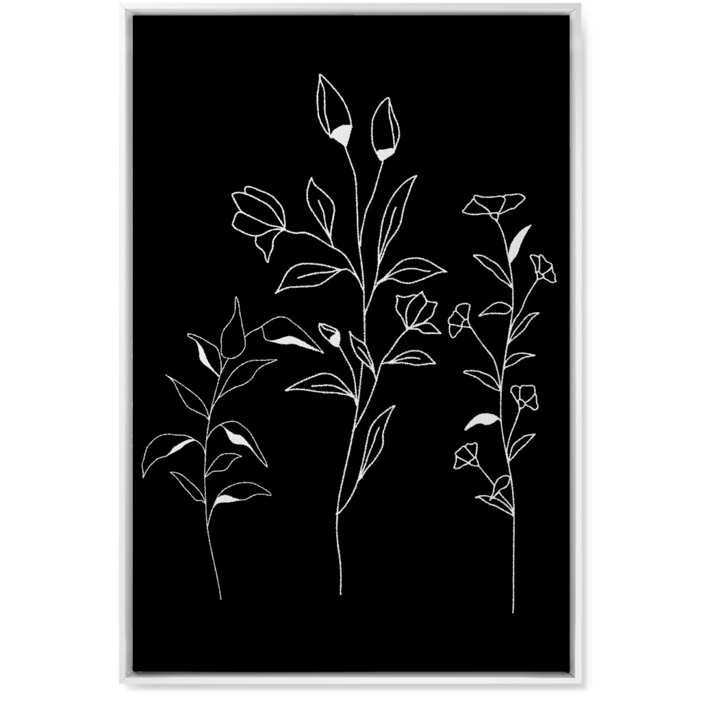 Wildflower Botanical - Black and White Wall Art, White, Single piece, Canvas, 24x36, Black