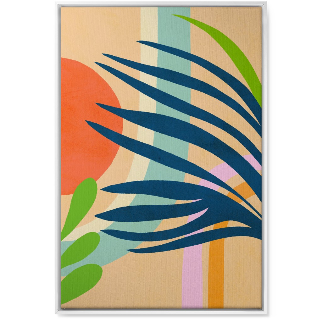 Palm, Sun and Rainbow Tropical Botanicals - Multi Wall Art, White, Single piece, Canvas, 24x36, Multicolor