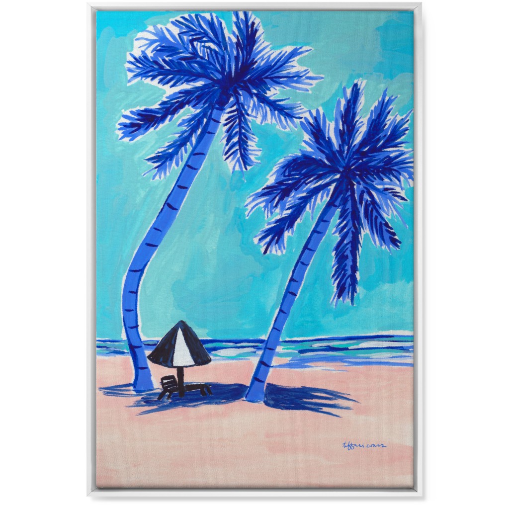 Beach Side - Blue and Beige Wall Art, White, Single piece, Canvas, 24x36, Blue