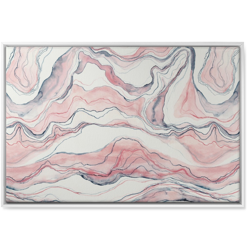 Watercolor Marble Wall Art, White, Single piece, Canvas, 24x36, Pink