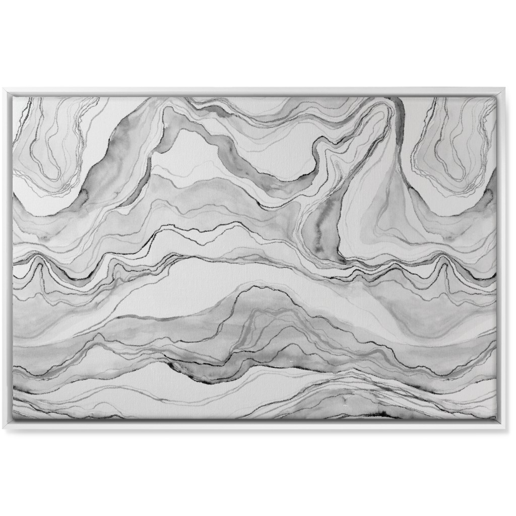 Watercolor Marble Wall Art, White, Single piece, Canvas, 24x36, Gray