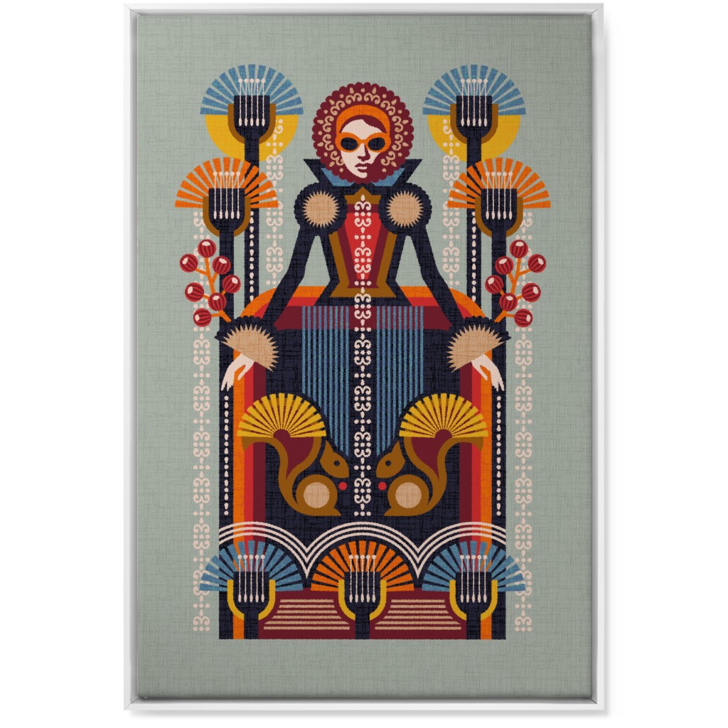 Folk Art Lady - Multi Wall Art, White, Single piece, Canvas, 24x36, Multicolor