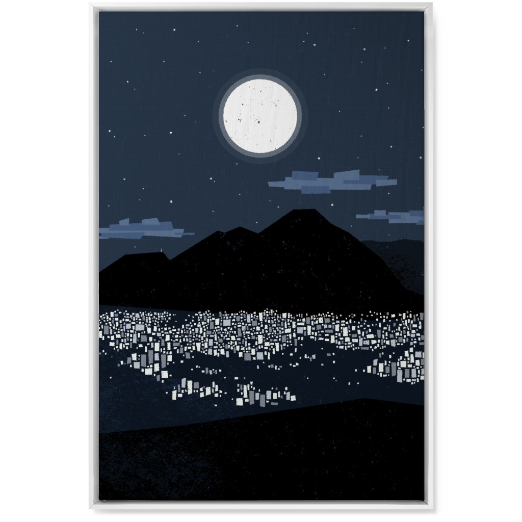 Caracas At Night - Navy Wall Art, White, Single piece, Canvas, 24x36, Blue