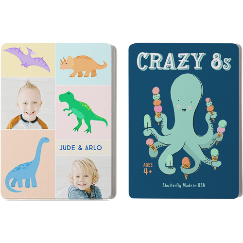 Dino Mite Time Card Game, Crazy 8s, Blue