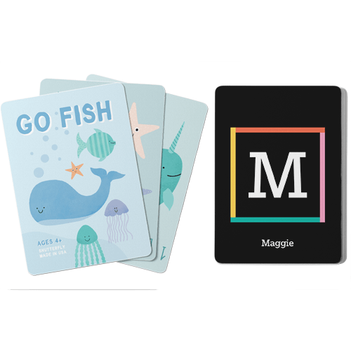 Bright Frame Monogram Card Game, Go Fish, Black