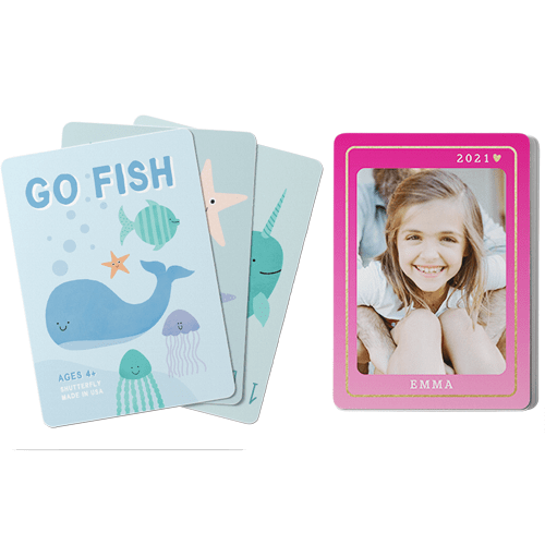 Ombre Frame Card Game, Go Fish, Pink, poppy