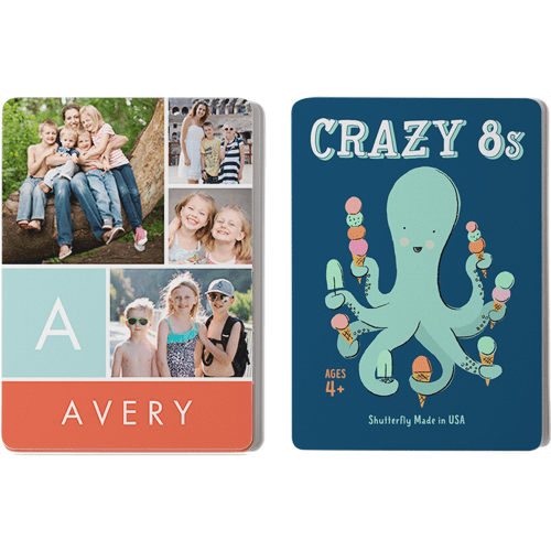Playful Monogram Card Game, Crazy 8s, Orange