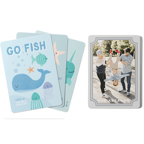 Scallop Frame Card Game, Go Fish, Gray