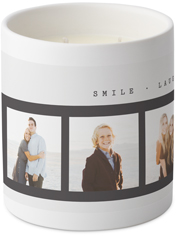 filmstrip collage ceramic candle