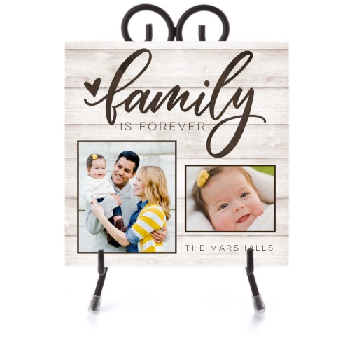 Rustic Family Forever Ceramic Tile, glossy, 6x6, Brown