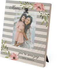 florals and stripes clip photo frame