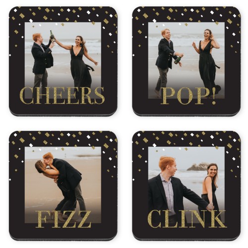 Confetti Celebration Coaster, Black