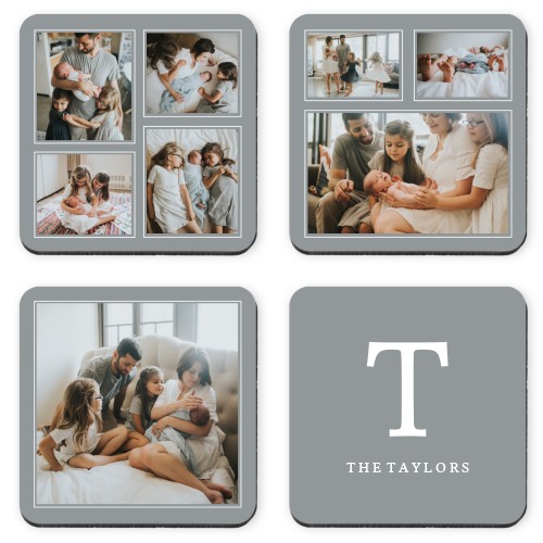 Classic Family Monogram Coaster, Gray